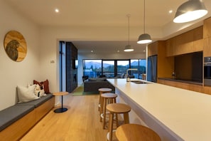 Kitchen with mountain views