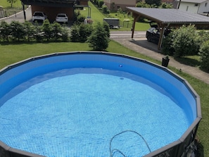 Neues Pool: 
Durchmesser 550 x 132 cm Tiefe