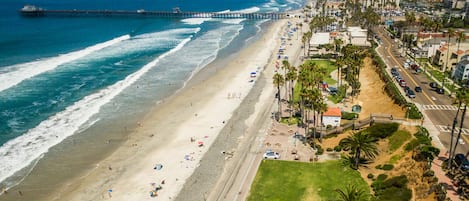 Oceanside beach looking North toward the pier & harbor