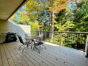 Cozy back deck with seating