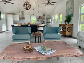 Open concept living  with coastal decor!