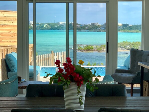 Enjoy your meal overlooking Chalk Sound.!