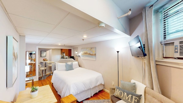 Soft linens and a calming, homey setup