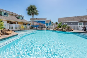 The LUV Shack is located in front of this pool.