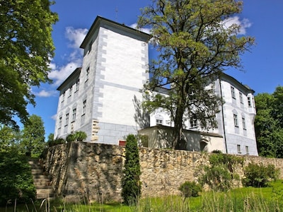 Schloss Hofstetten evening sun with tower room, Bavarian baroque castle