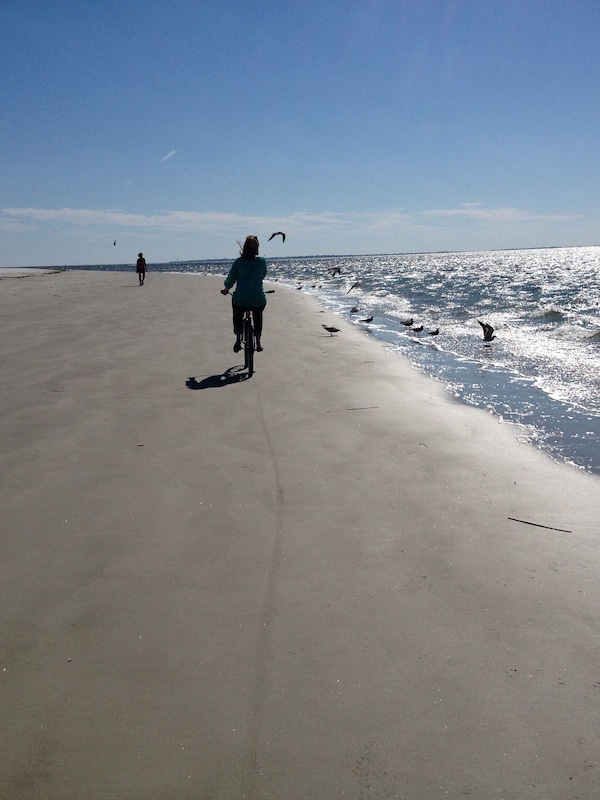 Biking on the beach...