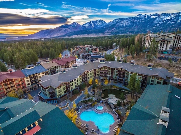 Drone photo overlooking The Village.