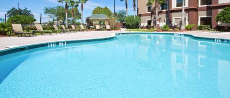 Dive into the lovely outdoor pool on a hot day.