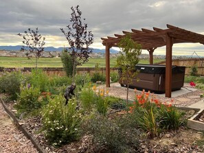 Hot tub and pergola