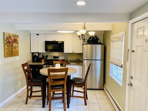 View of the kitchen and dining area