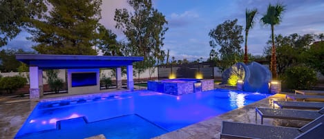 Pool - Discover the ultimate relaxation oasis with our newly installed pool and luxurious built-in hot tub.