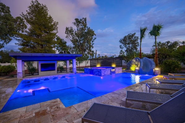 Pool - Discover the ultimate relaxation oasis with our newly installed pool and luxurious built-in hot tub.
