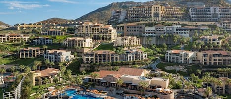 Pueblo Bonito Sunset Resort is built on a hill over looking the Pacific Ocean