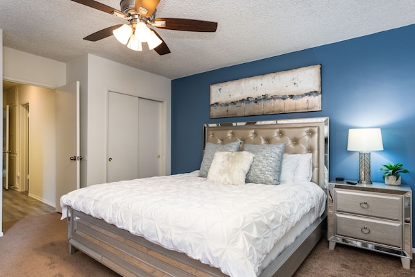 Master bedroom with Cal King Mattress, private bathroom, and 3 closets!!
