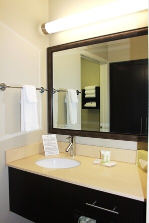 Bright bathrooms are refreshing after a day of adventure.