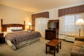 Relax on the comfy bed after a day outside.