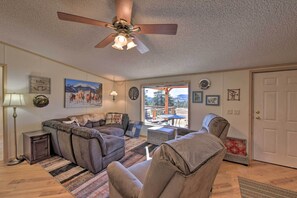 Snag a spot and cuddle up on the sectional sofa.