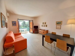 living room with sofa bed