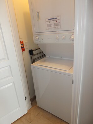 Full size in-suite laundry machines.
