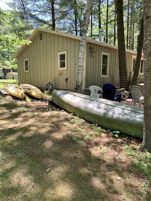 Two kayaks and a canoe for you to use.