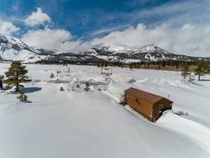 Crowley Cabin, just off Old Mammoth Road, with massive Mammoth Mountain views.