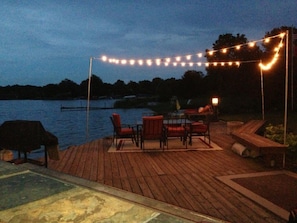 Lakeside Dining.  Fire Pit just off deck.  Picture from the bar/outdoor kitchen