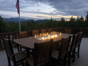 Enjoy the summer & fall nights.  Beautiful table for 12 with fire pit in center