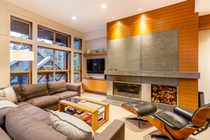 Living Area with Wood Fireplace