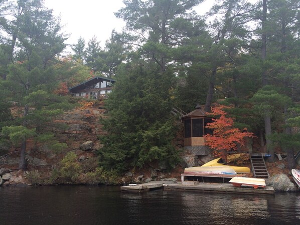 View of the cottage and gazebo from the lake