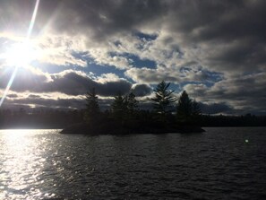 View of island that shelters swim area