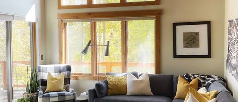 Light-filled living room with new sectional sofa