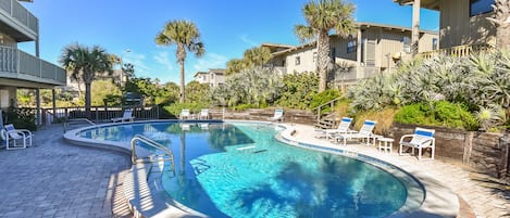 The pool just outside the door in our New Smyrna Beach Resort