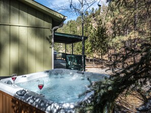 Sunset Soak in the Hot Tub - What better way to end the day than with a soak in the outdoor hot tub as you watch the stars appear?