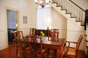 Antique dining room bathed in natural light.