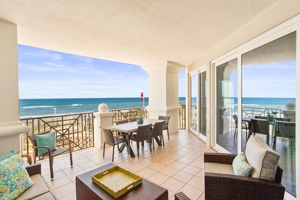 Spacious balcony overlooking the Gulf 