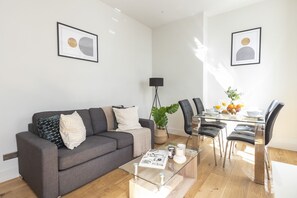 The open-plan living and dining area