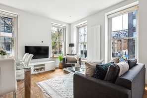 The open-plan living and dining area