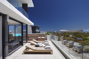 Balcony overlooking the waterfront and the harbour