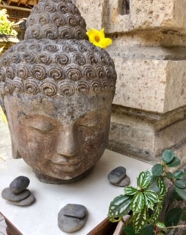 Buddha head on terrace