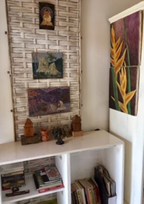 Hand woven Bamboo panel, local artist's paintings