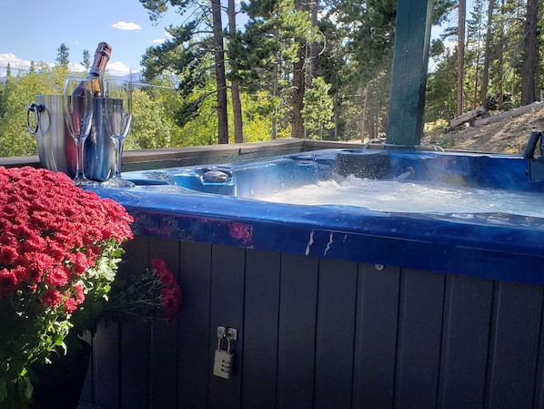 Hot tub, champagne, and the mountains