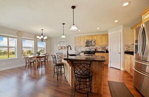 Open concept kitchen with gorgeous lake view of Utah Lake and Mt. Timpanogos
