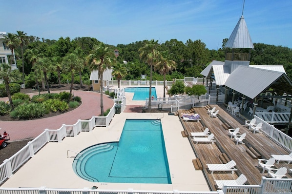 Oceanfront Coast Cottages Pool Pavilion with two shared pools and less than 50 steps from the Beach Lawn Cottage!