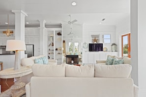 Living Room with lots of seating, HD Smart TV and ocean views!
