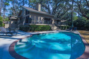 The private pool that may be heated at certain times of the year for an additional fee.