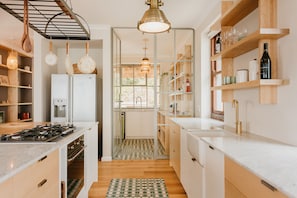 The kitchen looking into the scullery.