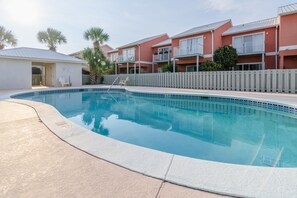 Sparking pool is near at the house. Swimming time!