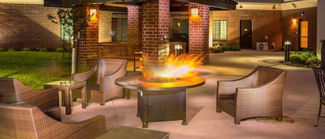Gather around the outdoor firepits!