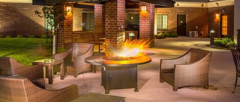 Gather around the outdoor firepits!