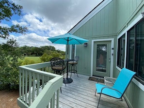 Front deck with golf course views